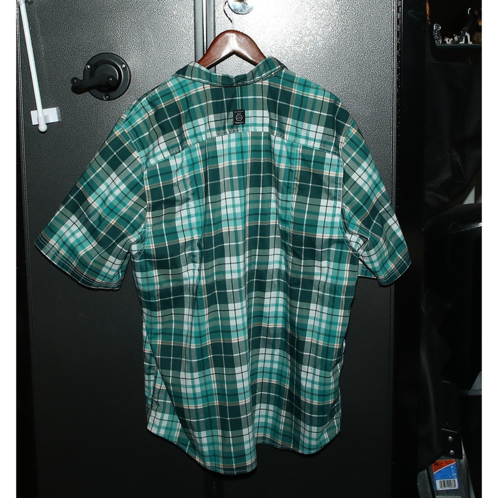 ATG Wrangler Angler Plaid Fishing Shirt Short Sleeve Outdoor Button Up XL, Green - Picture 2 of 3